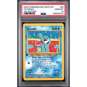 PSA 10 GEM MINT Totodile 85/105 Pokémon 2002 Neo Destiny Common Non Holo Card